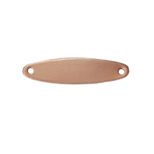 Metal Stamping Blanks Copper Oval with Holes, 23mm (.91") x 6mm (.24"), 24g